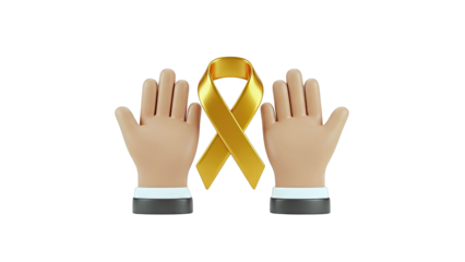 Symbol of Hope: Hands and Gold Ribbon