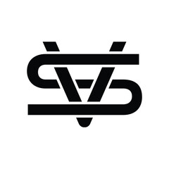 Modern Intertwined SV Monogram Logo