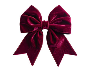 Close-up of a luxurious burgundy velvet bow with a textured finish