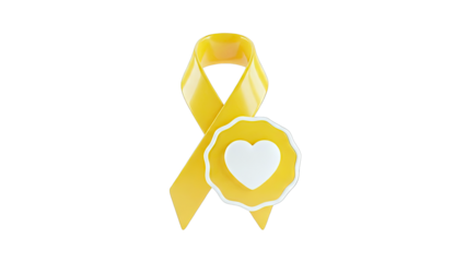Yellow awareness ribbon with heart emblem