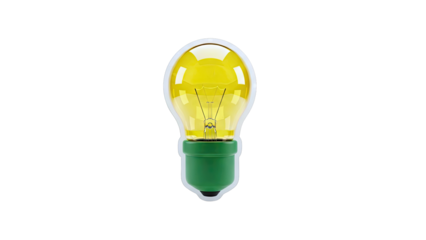 Yellow Incandescent Light Bulb with Green Base