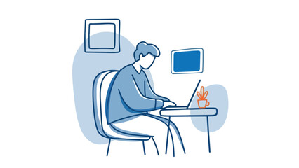 Man working on laptop at desk focused on his tasks.