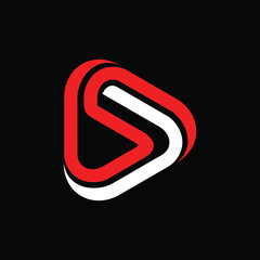 Dynamic Red and White Play Button S Logo