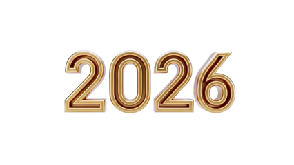 Golden 2026 numbers on a white background