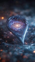 Mysterious Cosmic Teardrop Reflecting a Spiral Galaxy in Dark Space