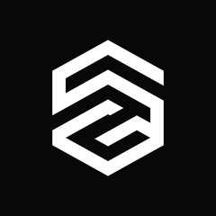 Modern SG Monogram Logo with Intertwined Letters in a Hexagon