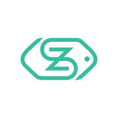 Modern SZ Monogram Logo on a Price Tag Shape