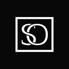 Monogram SO Logo in Black and White Square Frame