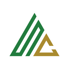 Abstract Green and Gold SC Geometric Mountain Logo