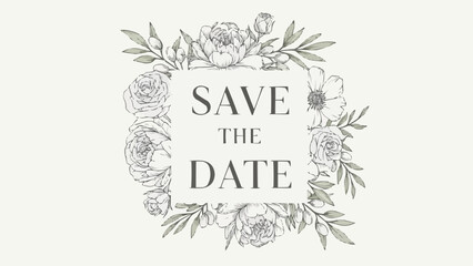 Save the Date floral wreath wedding invitation design.