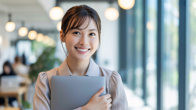 ノートパソコンを持った女性　Generative AI