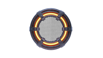 Sci-fi circular vent with glowing elements and metal frame