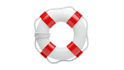 White and Red Lifebuoy with Rope