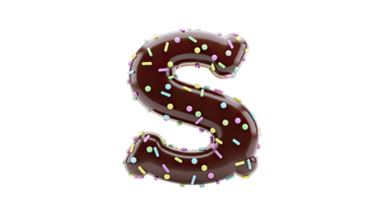 Chocolate 'S' letter with colorful sprinkles