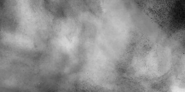White Black empty space dust cloud explosion. Gray smoke or fog color isolated on transparent dark cloudscape atmosphere background. Black and grey watercolor grunge texture.	
