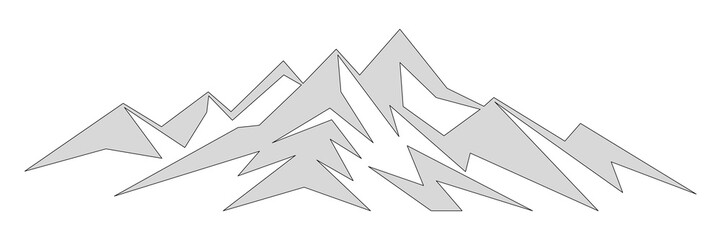 Geometric silhouette mountain range isolated on white background, vector design