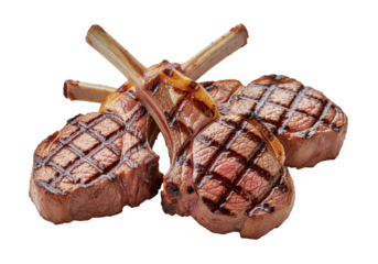 bone in grilled lamb chops with crosshatch grill marks