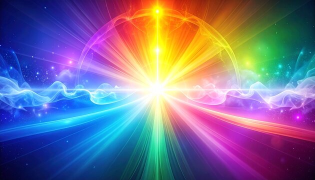 チャクラカラーが重なる神秘的オーラ背景