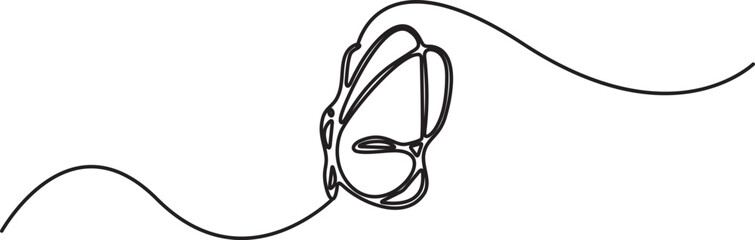 Single flowing line art minimal illustration of a butterfly soaring with elegant wing curves