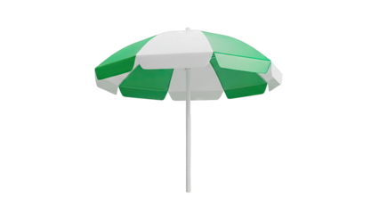 Green and White Striped Beach Umbrella