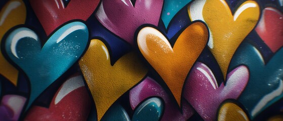 Colorful Heart Pattern Artwork with Graffiti Style for Creative Projects