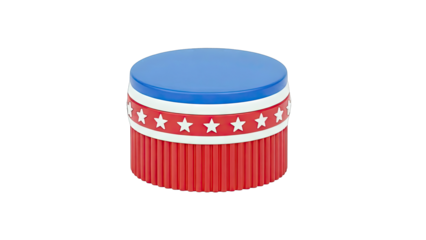 Red, White, and Blue Patriotic Drum-Shaped Object with Stars