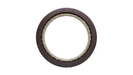 Round wooden frame with rope accent