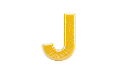Yellow Letter J with textured surface