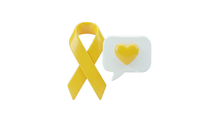 Yellow Ribbon and Heart in Speech Bubble