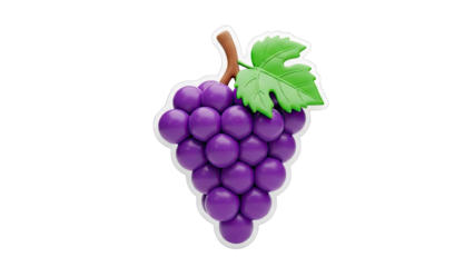 Stylized bunch of purple grapes with a green leaf