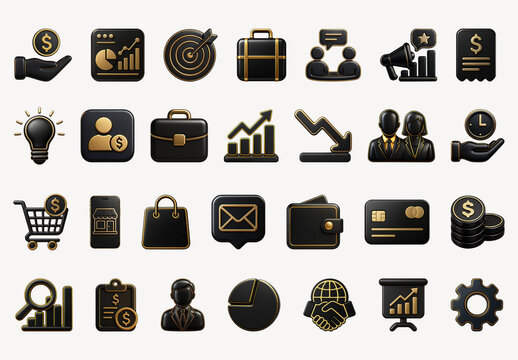 Elegant Black Business Icons