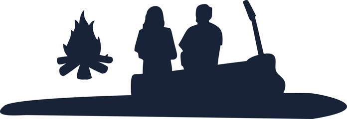 Camping Scene Silhouette Element