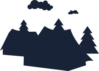 Camping Scene Silhouette Element