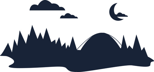 Camping Scene Silhouette Element
