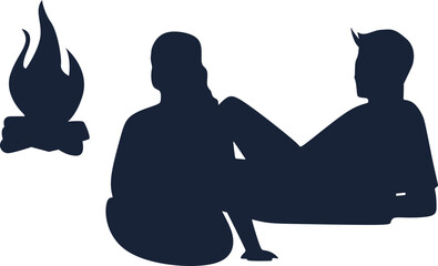 Camping Scene Silhouette Element
