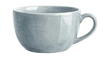 A light blue ceramic coffee mug on transparent background