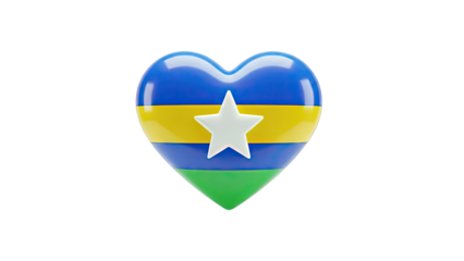 Heart-shaped object with flag colors and a star