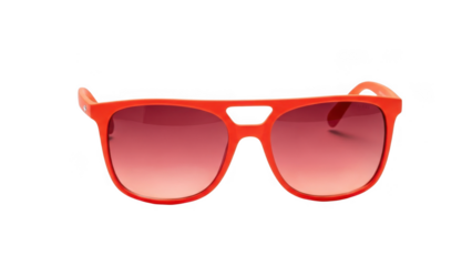 Red sunglasses with gradient lenses isolated on transparent background