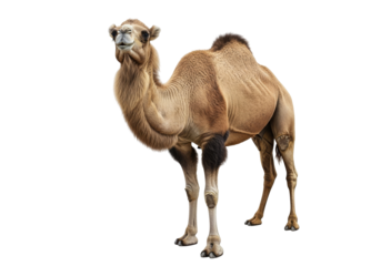 camel portrait beige fur on white background