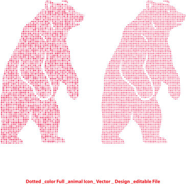 Dotted and striped pink bear silhouettes: modern abstract animal vector design