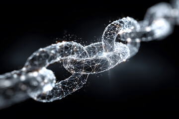 Chain made of light connections shows network links in a dark space with bright points