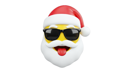 Santa Claus Emoji with Sunglasses and Tongue Out