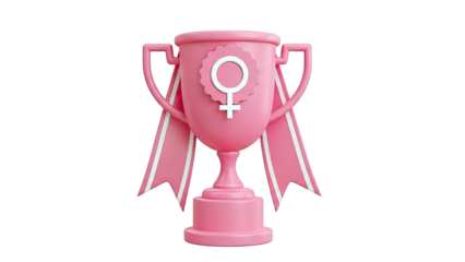 Pink Trophy with Female Symbol and Ribbons