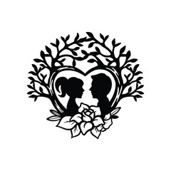 Tree of Love Wedding Couple Silhouette