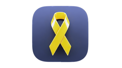 Yellow Awareness Ribbon on Dark Background Icon