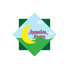 Sticker template Ramadan badge vector illustration on white background