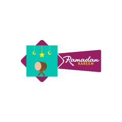 Islamic Ramadan Kareem Badge vector illustration on white background.