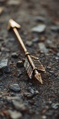 Golden arrow lying on the ground, symbolizing direction and focus.
