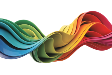 Vibrant Rainbow Waveform Design Element - 3D Rendered Illustration with Smooth Curves and Gradient Colors