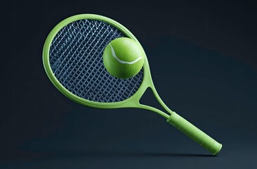 Vibrant Green Tennis Racket with Ball Ready for Sport and Play